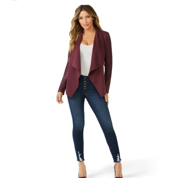 SOFIA VERGARA blazer,women med,front drape media jacket , faux leather sleeves - Picture 5 of 16